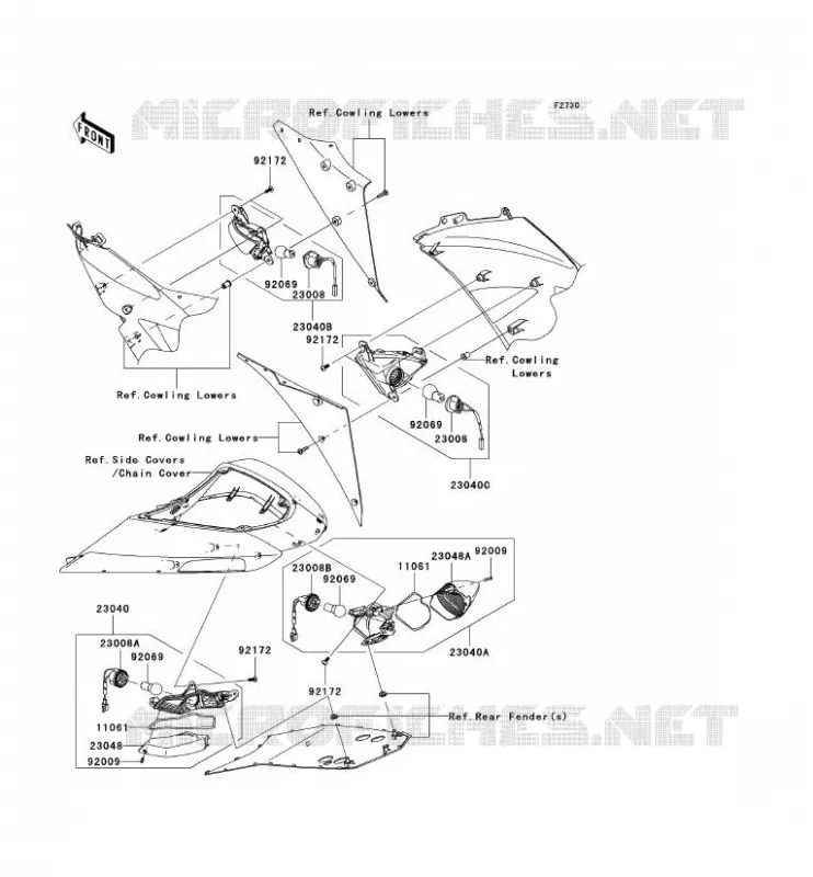 INDICATORS Kawasaki MOTOS 1000 2007 NINJA ZX-10R  ZX1000D7F