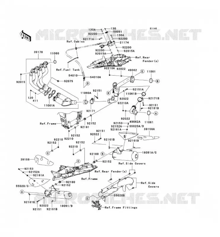 EXHAUST Kawasaki MOTOS 1000 2007 NINJA ZX-10R  ZX1000D7F