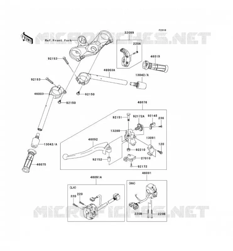 HANDLEBAR Kawasaki MOTOS 1000 2008 NINJA ZX-10R  ZX1000E8F