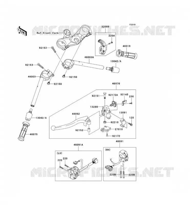 HANDLEBAR Kawasaki MOTOS 1000 2008 NINJA ZX-10R  ZX1000E8F