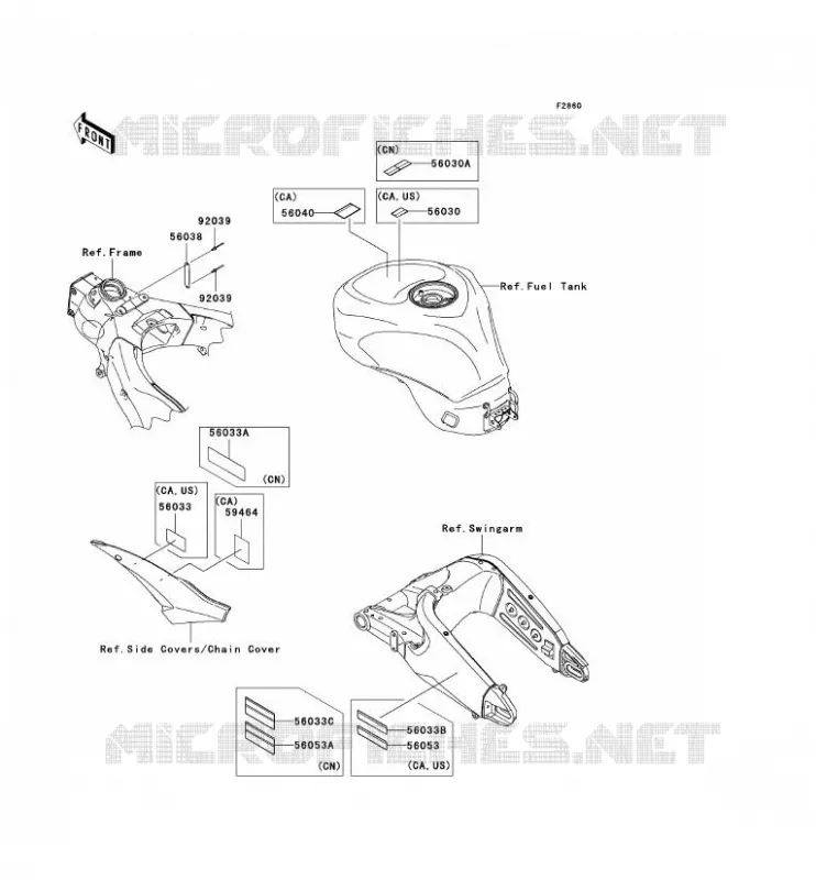 LABELS Kawasaki MOTOS 1000 2008 NINJA ZX-10R  ZX1000E8F