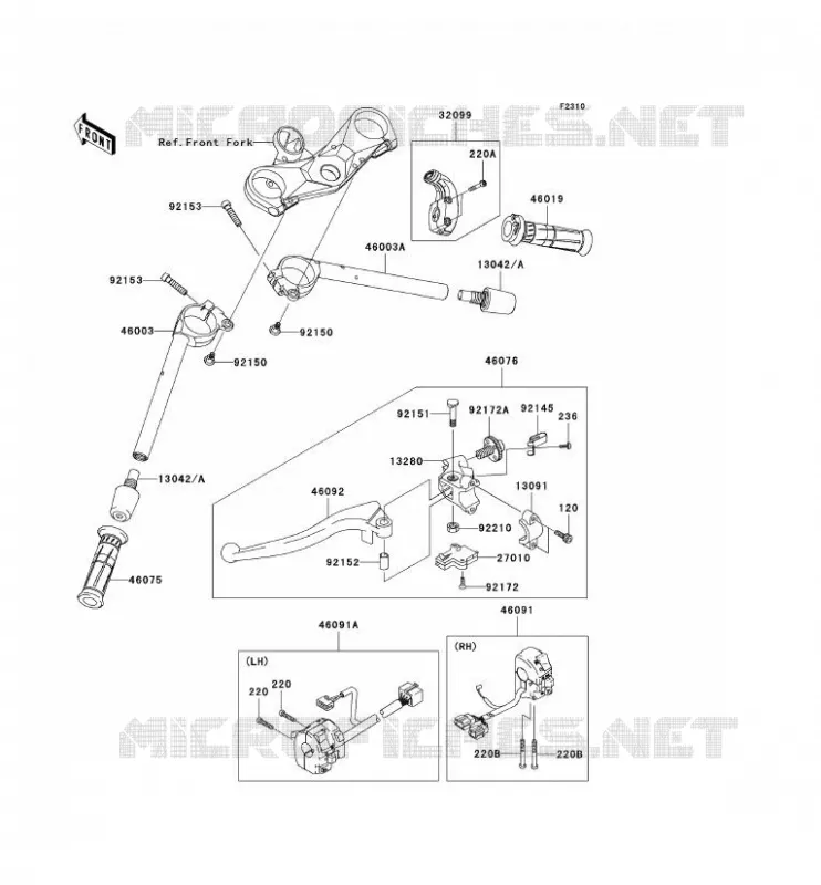 HANDLEBAR Kawasaki MOTOS 1000 2008 NINJA ZX-10R  ZX1000E8F