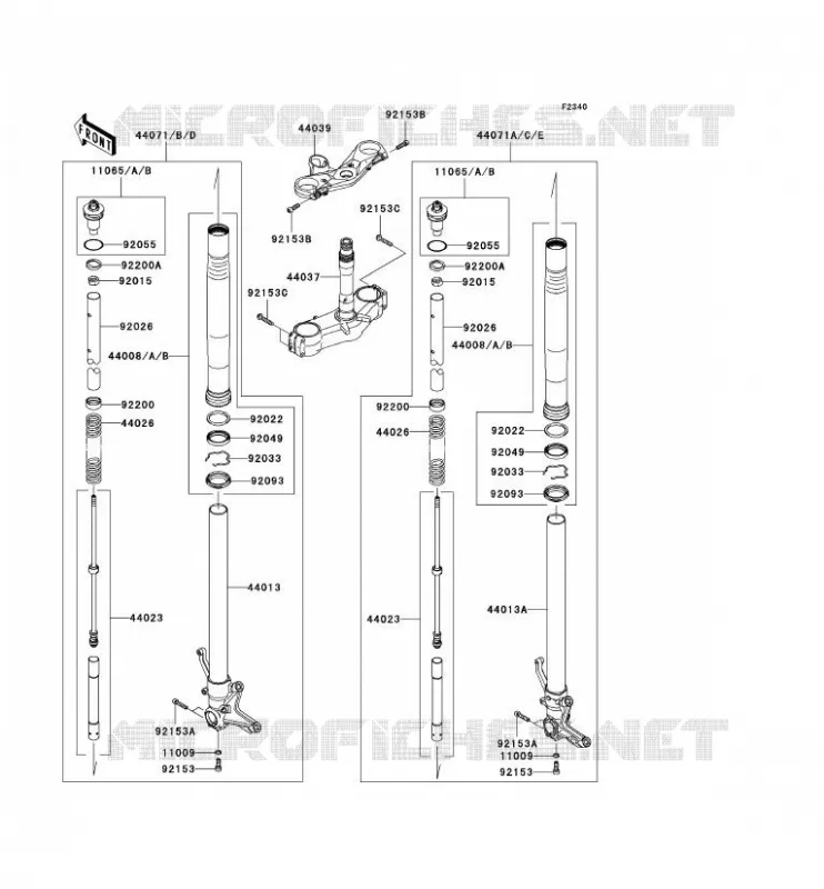 FRONT FORK Kawasaki MOTOS 1000 2009 NINJA ZX-10R  ZX1000E9F