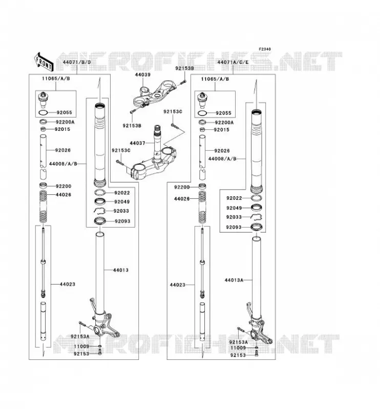FRONT FORK Kawasaki MOTOS 1000 2009 NINJA ZX-10R  ZX1000E9F