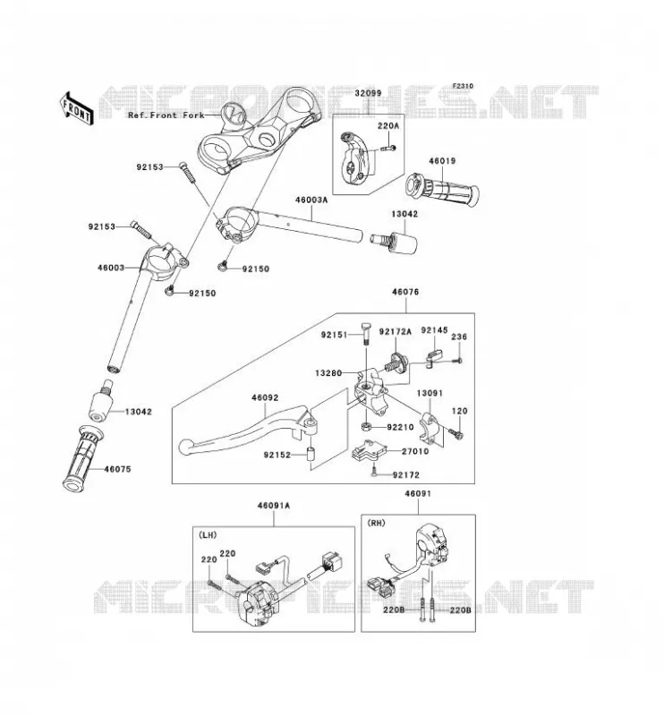 HANDLEBAR Kawasaki MOTOS 1000 2010 NINJA ZX-10R  ZX1000FAF