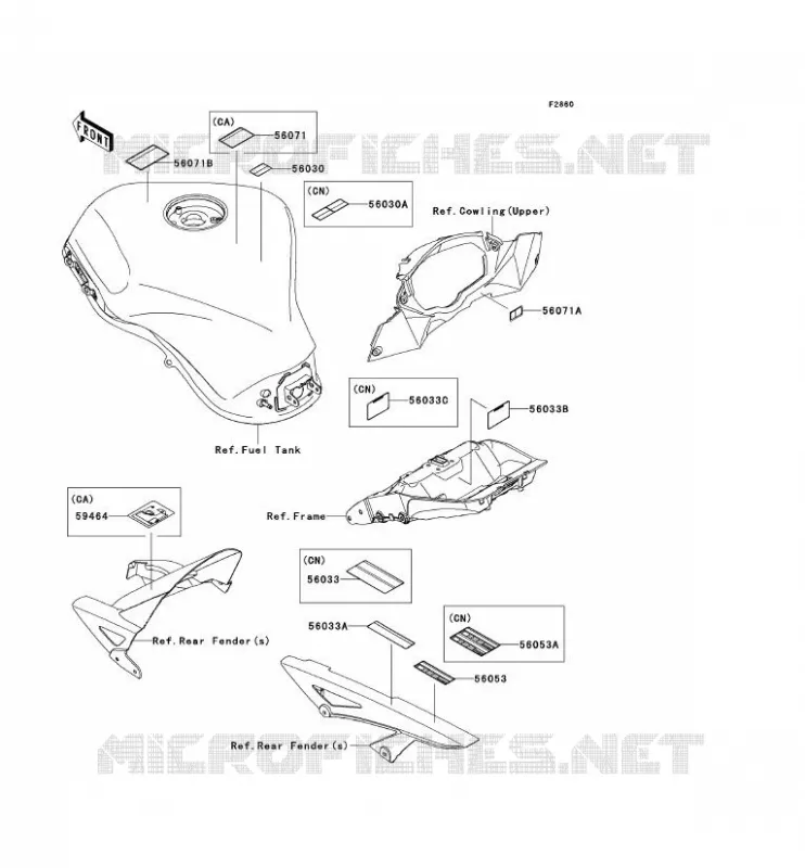 LABELS Kawasaki MOTOS 1000 2011 Z1000SX  ZX1000GBF