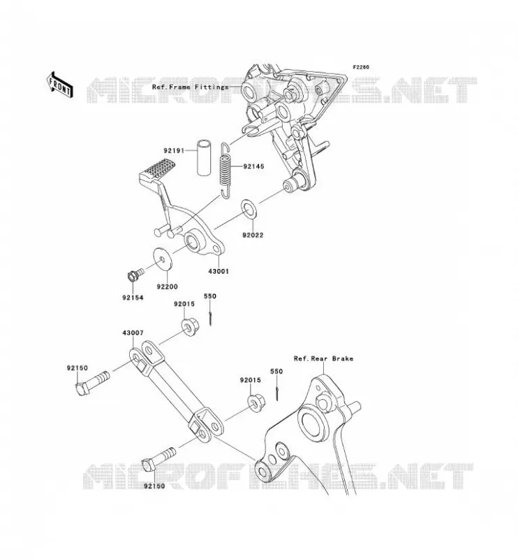 BRAKE PEDAL - TORK LINK Kawasaki MOTOS 1000 2012 Z1000SX  ZX1000GCF