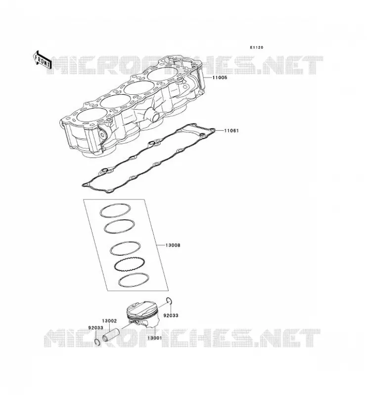 CYLINDER - PISTON  Kawasaki MOTOS 1000 2012 Z1000SX  ZX1000GCF
