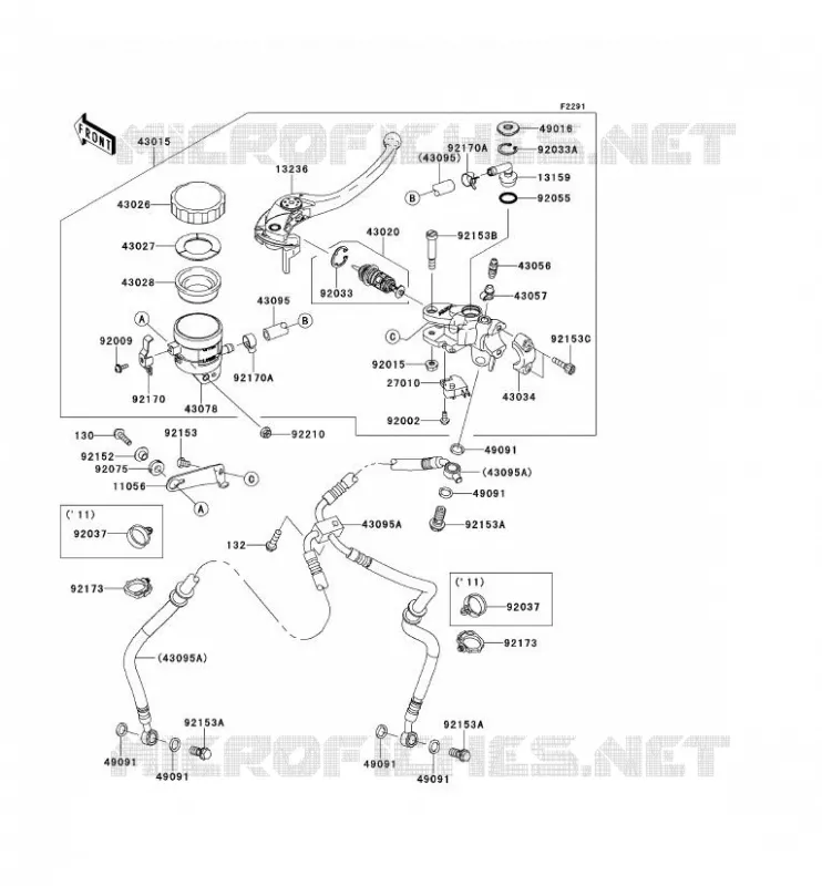 FRONT MASTER CYLINDER Kawasaki MOTOS 1000 2012 Z1000SX  ZX1000GCF