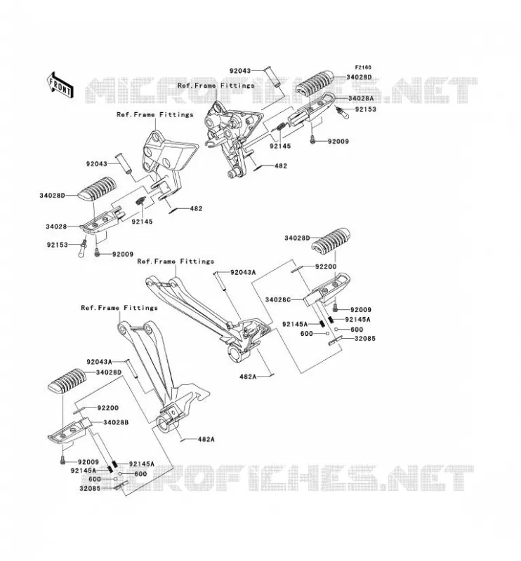 FOOTREST Kawasaki MOTOS 1000 2012 Z1000SX  ZX1000GCF