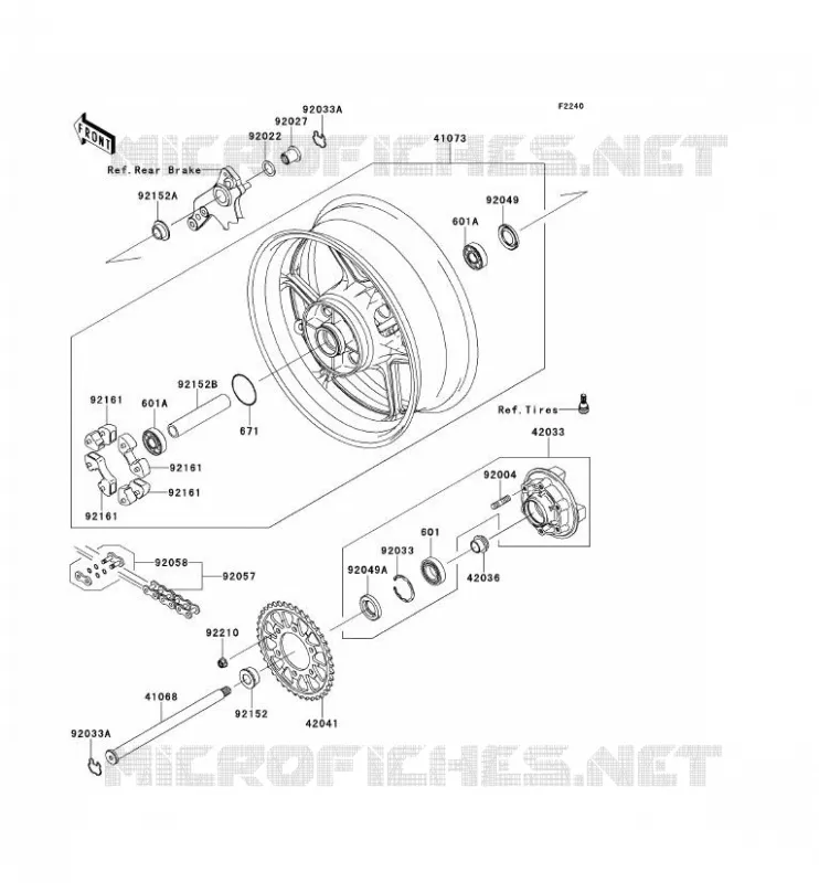REAR HUB Kawasaki MOTOS 1000 2012 Z1000SX  ZX1000GCF