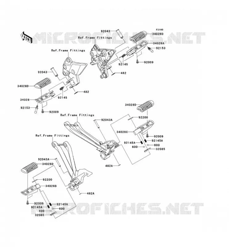 FOOTREST Kawasaki MOTOS 1000 2013 Z1000SX  ZX1000GDF