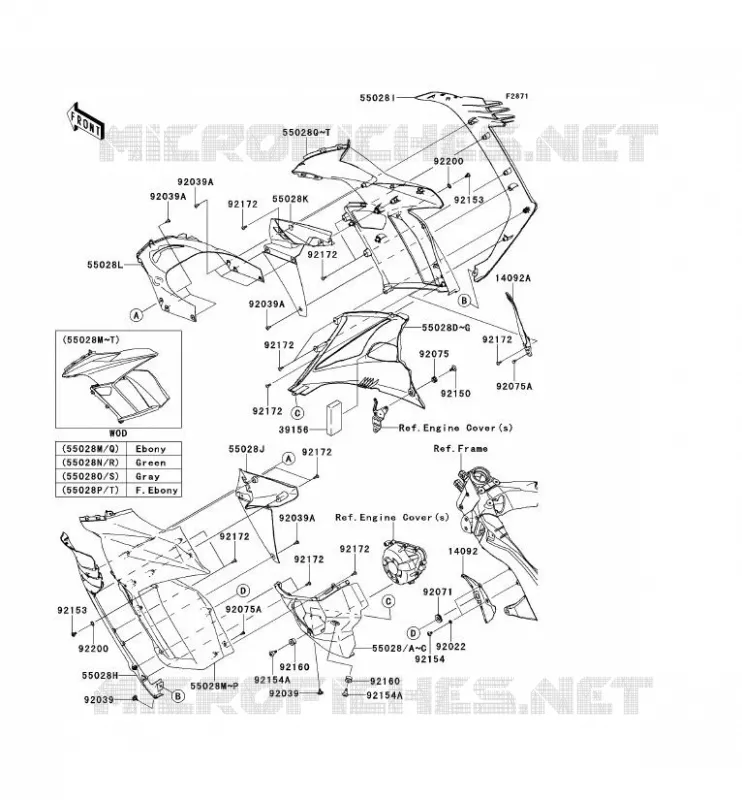 COWLING(CENTRALE) Kawasaki MOTOS 1000 2013 Z1000SX  ZX1000GDF