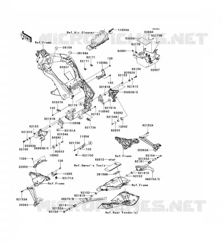 FRAME PARTS (COUVERTURE) Kawasaki MOTOS 1000 2013 Z1000SX  ZX1000GDF