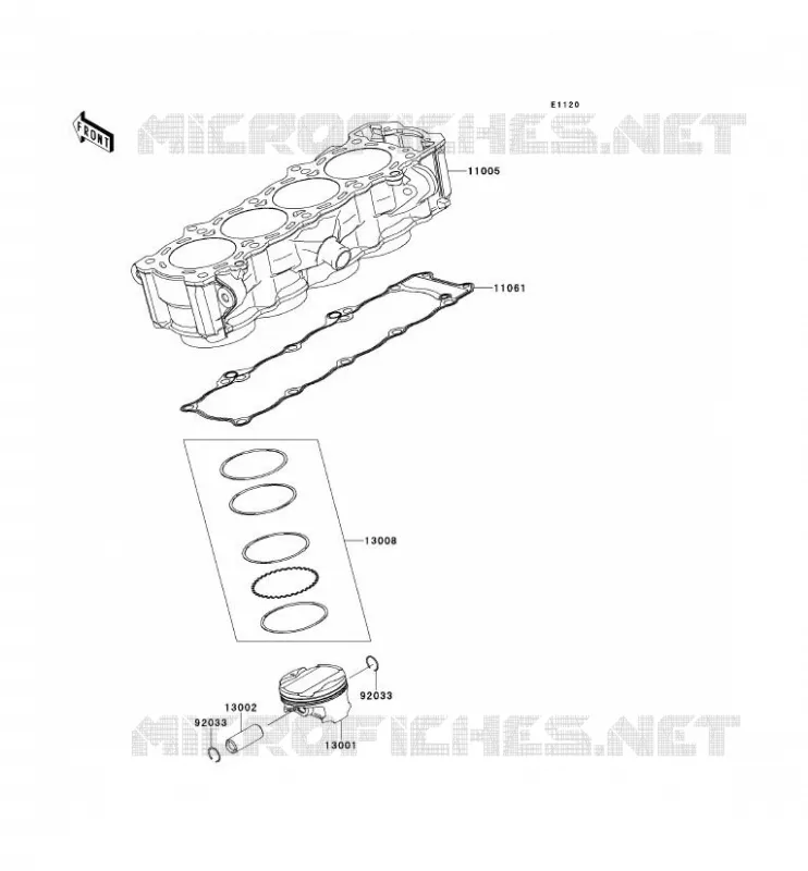 CYLINDER - PISTON  Kawasaki MOTOS 1000 2013 Z1000SX  ZX1000GDF