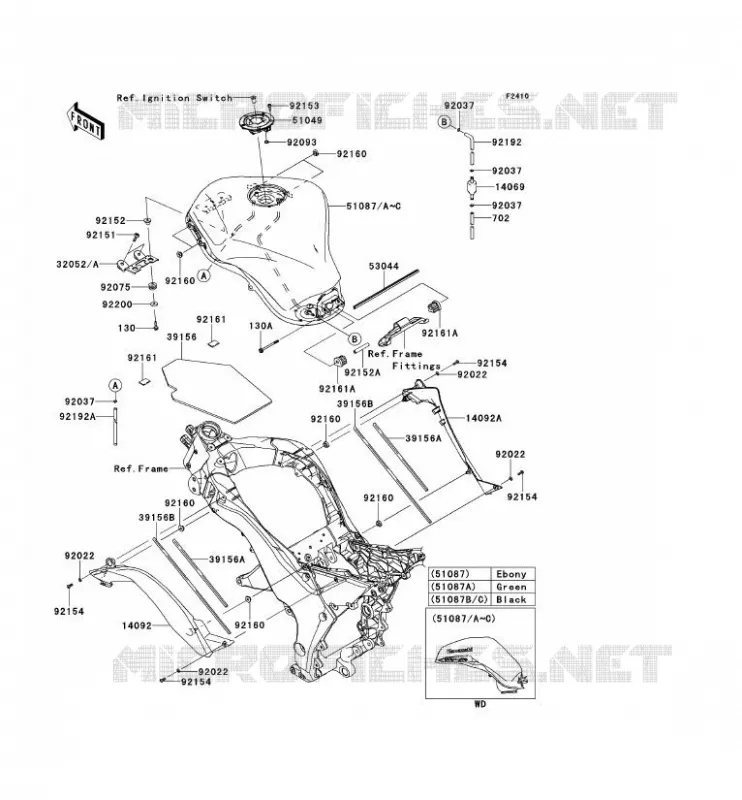 FUEL TANK Kawasaki MOTOS 1000 2013 Z1000SX  ZX1000GDF