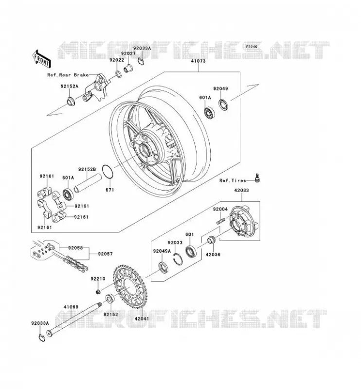 REAR WHEEL - CHAIN Kawasaki MOTOS 1000 2012 Z1000SX ABS  ZX1000HCF