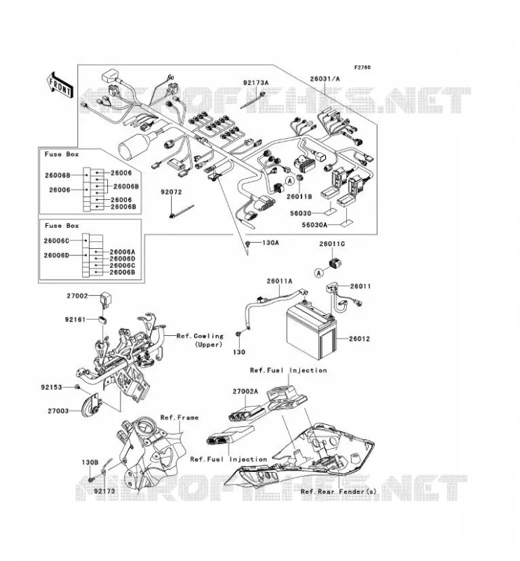 CHASSIS ELECTRICAL EQUIPMENT Kawasaki MOTOS 1000 2012 Z1000SX ABS  ZX1000HCF