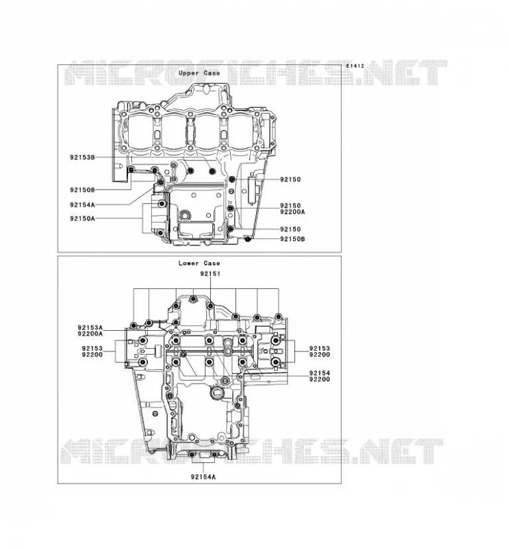 CRANKCASE BOLT Kawasaki MOTOS 1000 2012 Z1000SX ABS  ZX1000HCF
