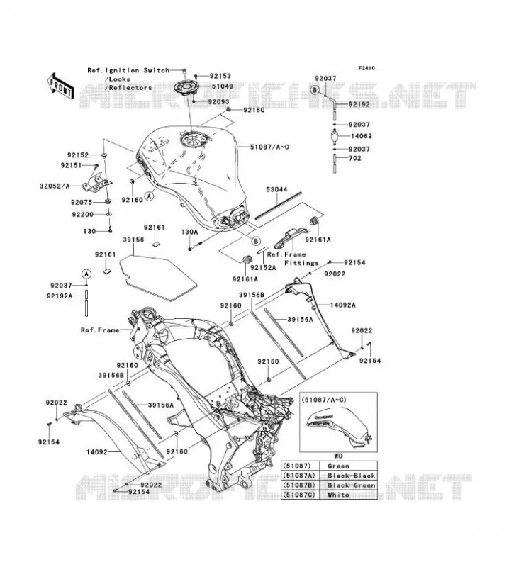 FUEL TANK Kawasaki MOTOS 1000 2012 Z1000SX ABS  ZX1000HCF