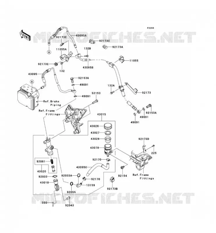 REAR MASTER CYLINDER Kawasaki MOTOS 1000 2012 Z1000SX ABS  ZX1000HCF