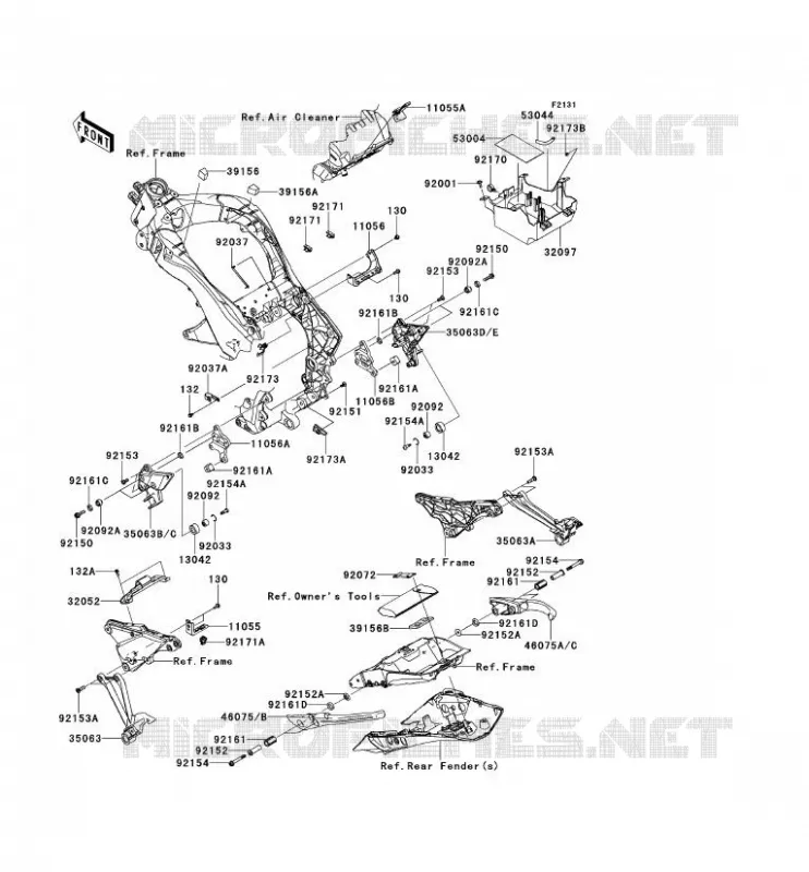 FRAME PARTS (COUVERTURE) Kawasaki MOTOS 1000 2012 Z1000SX ABS  ZX1000HCF