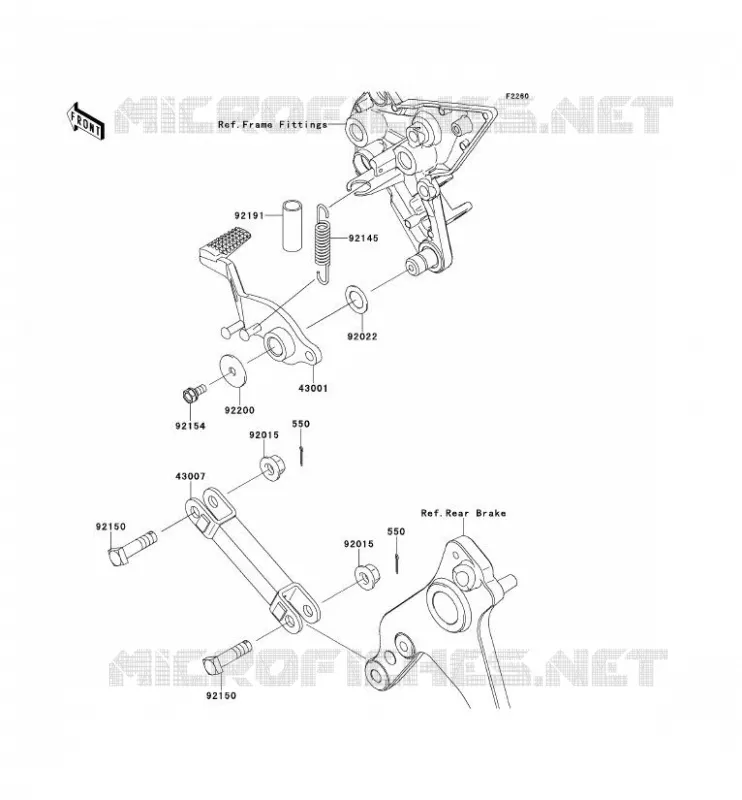 BRAKE PEDAL - TORK LINK Kawasaki MOTOS 1000 2013 Z1000SX ABS  ZX1000HDF