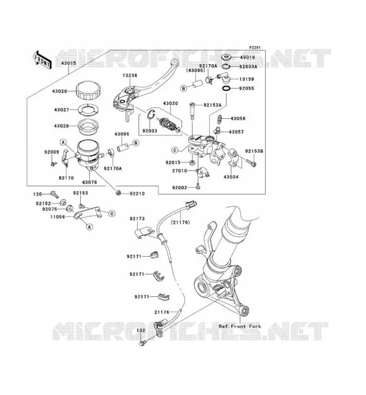 FRONT MASTER CYLINDER Kawasaki MOTOS 1000 2013 Z1000SX ABS  ZX1000HDF