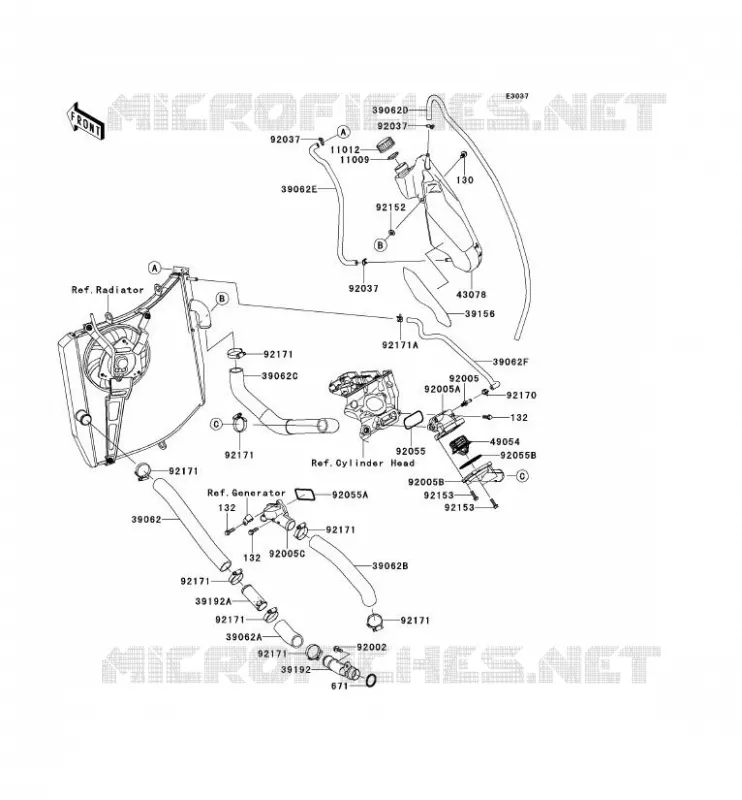 WATER PIPE Kawasaki MOTOS 1000 2012 NINJA ZX-10R  ZX1000JCF