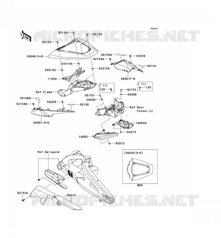 SIDE COVERS - CHAIN COVER Kawasaki MOTOS 1000 2013 NINJA ZX-10R  ZX1000JDF
