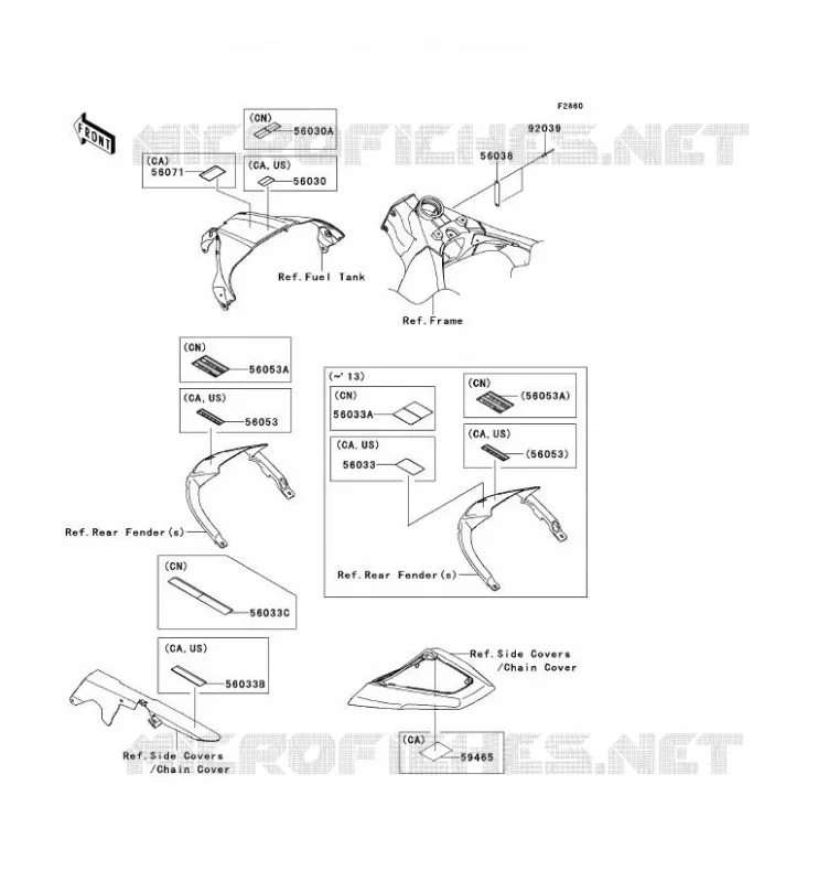 LABELS Kawasaki MOTOS 1000 2014 NINJA ZX-10R  ZX1000JEF