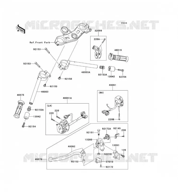 HANDLEBAR Kawasaki MOTOS 1000 2014 NINJA ZX-10R  ZX1000JEF