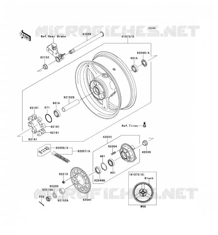 REAR WHEEL - CHAIN Kawasaki MOTOS 1000 2011 NINJA ZX-10R ABS  ZX1000KBF