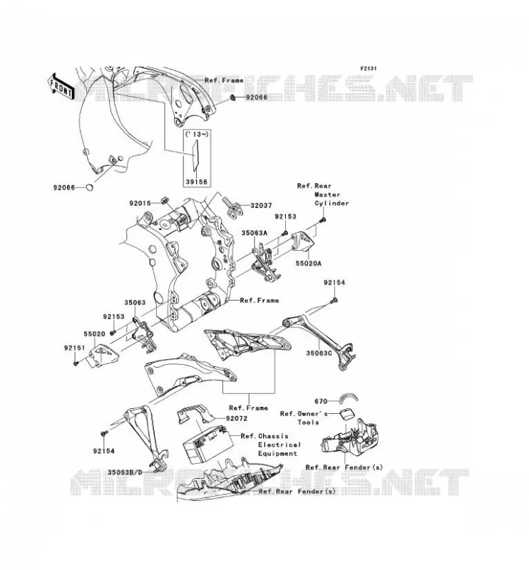 FRAME PARTS (COUVERTURE) Kawasaki MOTOS 1000 2011 NINJA ZX-10R ABS  ZX1000KBF