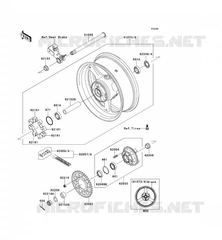 REAR HUB Kawasaki MOTOS 1000 2011 NINJA ZX-10R ABS  ZX1000KBF