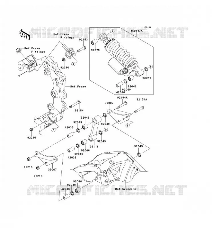 SUSPENSION - SHOCK ABSORBER Kawasaki MOTOS 1000 2012 NINJA ZX-10R ABS  ZX1000KCF
