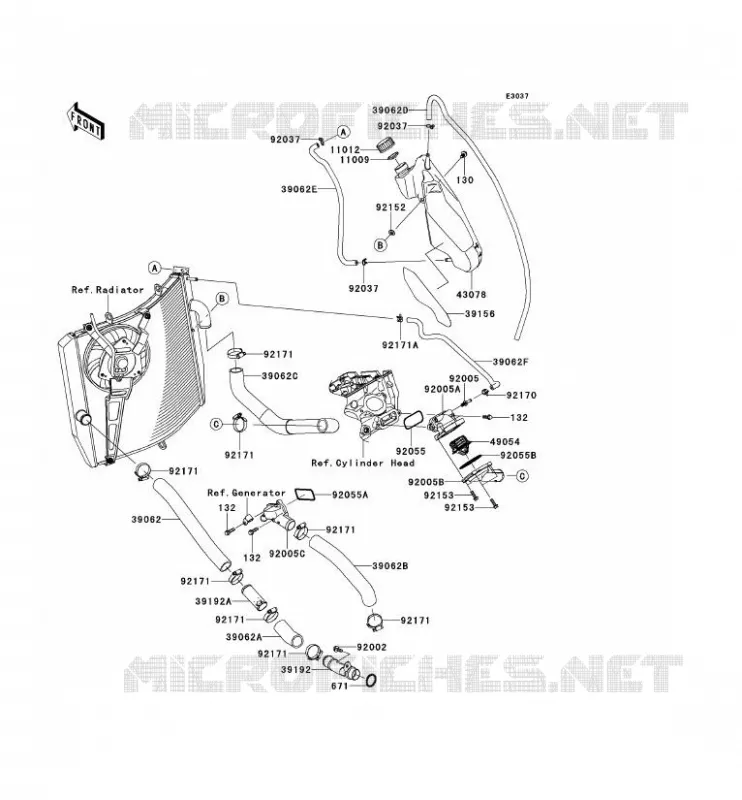 WATER PIPE Kawasaki MOTOS 1000 2014 NINJA ZX-10R ABS  ZX1000KEF
