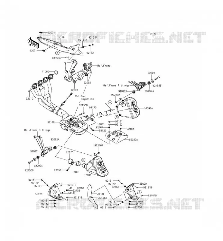 EXHAUST Kawasaki MOTOS 1000 2014 Z1000SX  ZX1000LEF