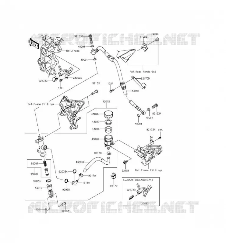 REAR MASTER CYLINDER Kawasaki MOTOS 1000 2014 Z1000SX  ZX1000LEF