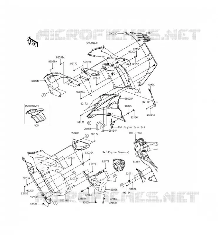 COWLING(CENTRALE) Kawasaki MOTOS 1000 2014 Z1000SX  ZX1000LEF