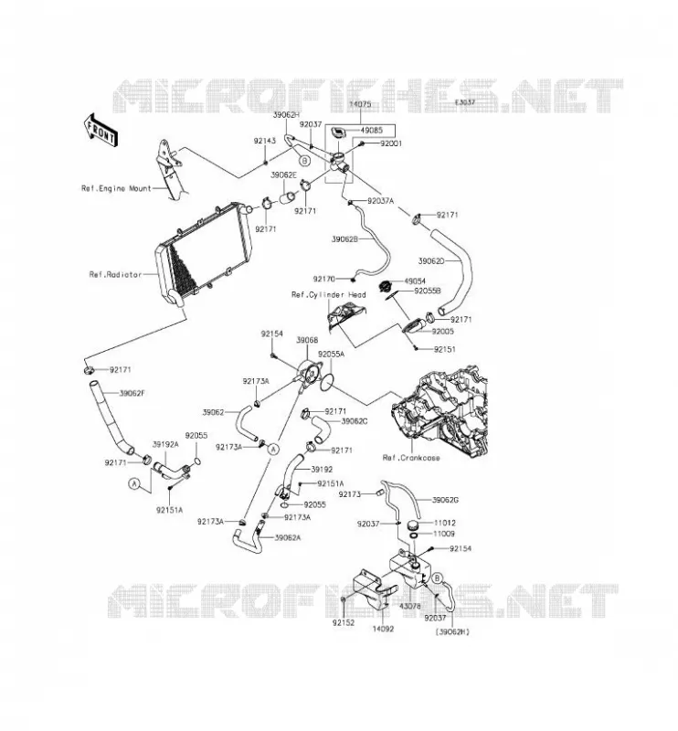 WATER PIPE Kawasaki MOTOS 1000 2014 Z1000SX  ZX1000LEF
