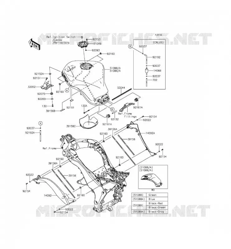 FUEL TANK Kawasaki MOTOS 1000 2014 Z1000SX ABS  ZX1000MEF