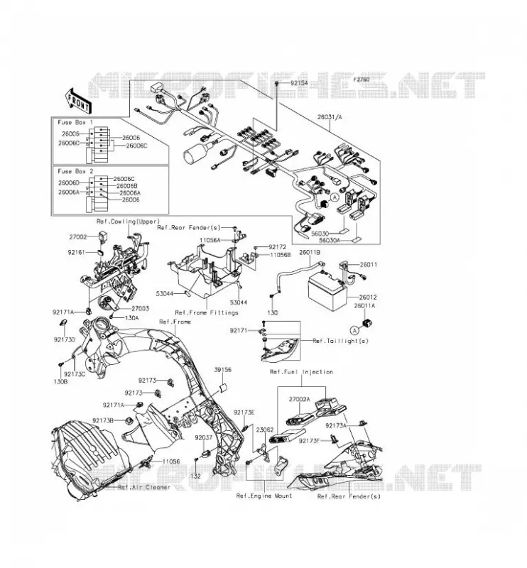 CHASSIS ELECTRICAL EQUIPMENT Kawasaki MOTOS 1000 2014 Z1000SX ABS  ZX1000MEF