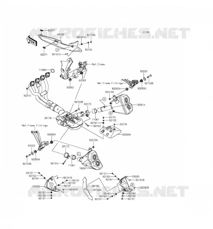 EXHAUST Kawasaki MOTOS 1000 2014 Z1000SX ABS  ZX1000MEF