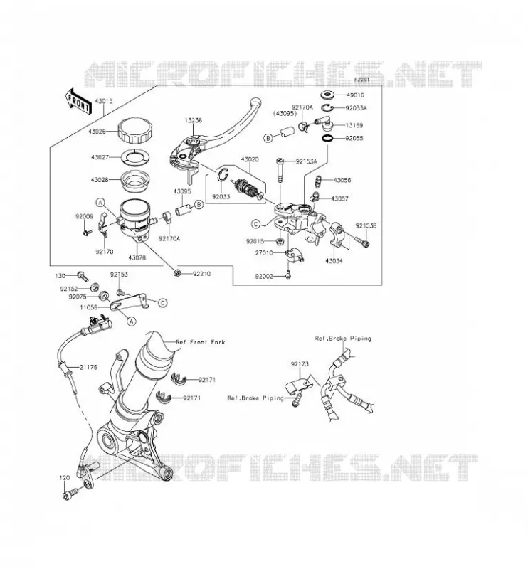 FRONT MASTER CYLINDER Kawasaki MOTOS 1000 2014 Z1000SX ABS  ZX1000MEF