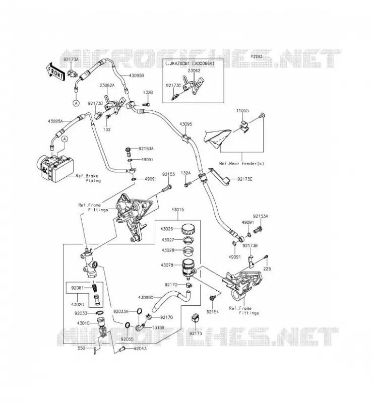REAR MASTER CYLINDER Kawasaki MOTOS 1000 2014 Z1000SX ABS  ZX1000MEF
