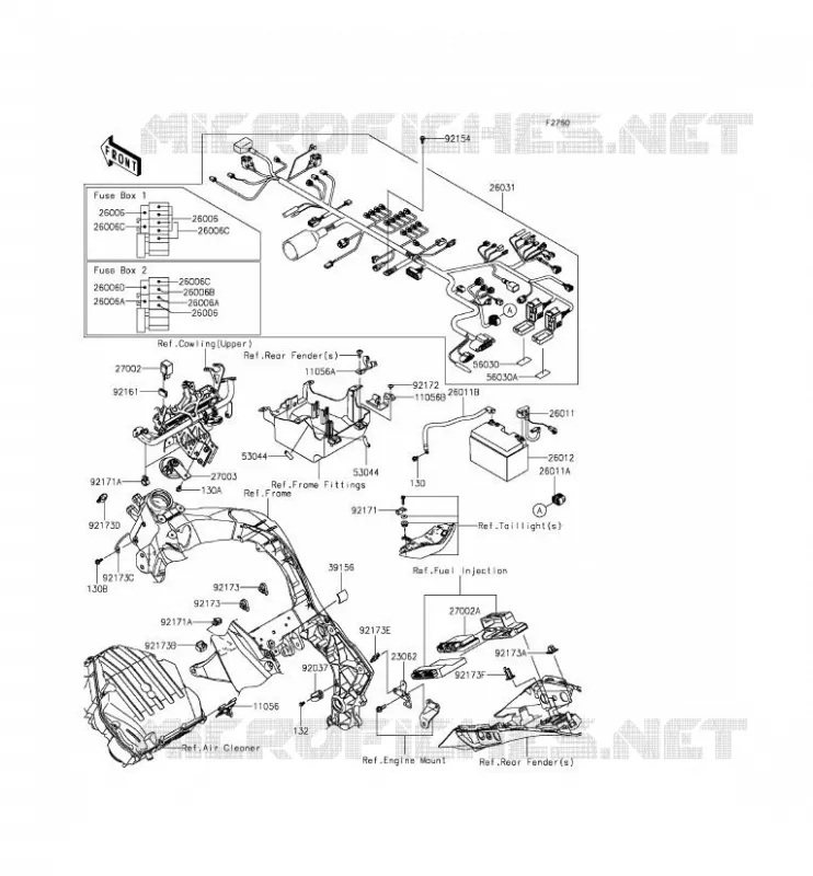 CHASSIS ELECTRICAL EQUIPMENT Kawasaki MOTOS 1000 2014 Z1000SX ABS  ZX1000MEF