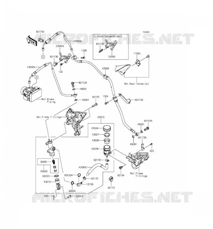 REAR MASTER CYLINDER Kawasaki MOTOS 1000 2014 Z1000SX ABS  ZX1000MEF