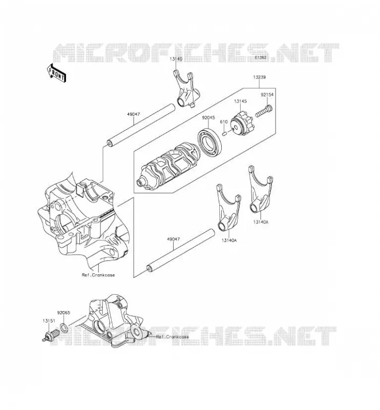 GEAR CHANGE DRUM - SHIFT FORKS Kawasaki MOTOS 1000 2014 Z1000SX ABS  ZX1000MEF