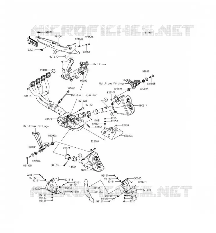 EXHAUST Kawasaki MOTOS 1000 2014 Z1000SX ABS  ZX1000MEF
